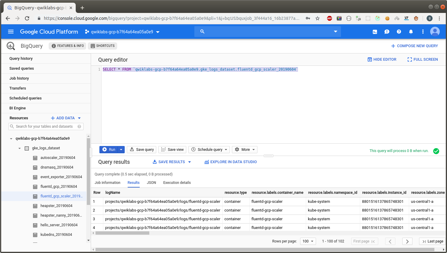 Logging with Stackdriver on Kubernetes Engine